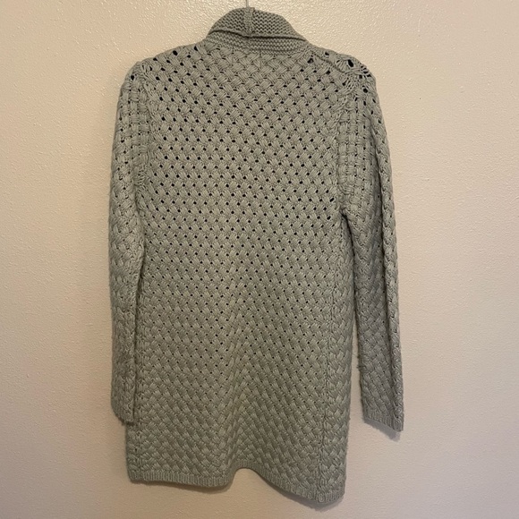 La Fee Verte By Anthropologie Cardigan Gray Knit Size XS/S Oversized Woven - Picture 4 of 6
